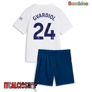 Manchester City Josko Gvardiol #24 Terza Maglia Bambino 2026-27 Manica Corta (+ Pantaloni corti)